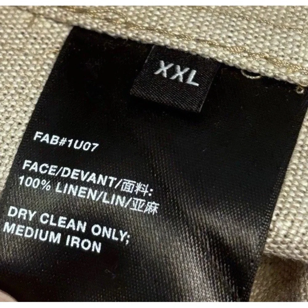 NWOT Lafayette 148 100% Linen Jacket 2XL Blue Khaki Brown $1,498 Leather Straps - Picture 8 of 9